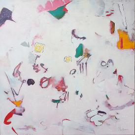 painting containing symbols and obscured text